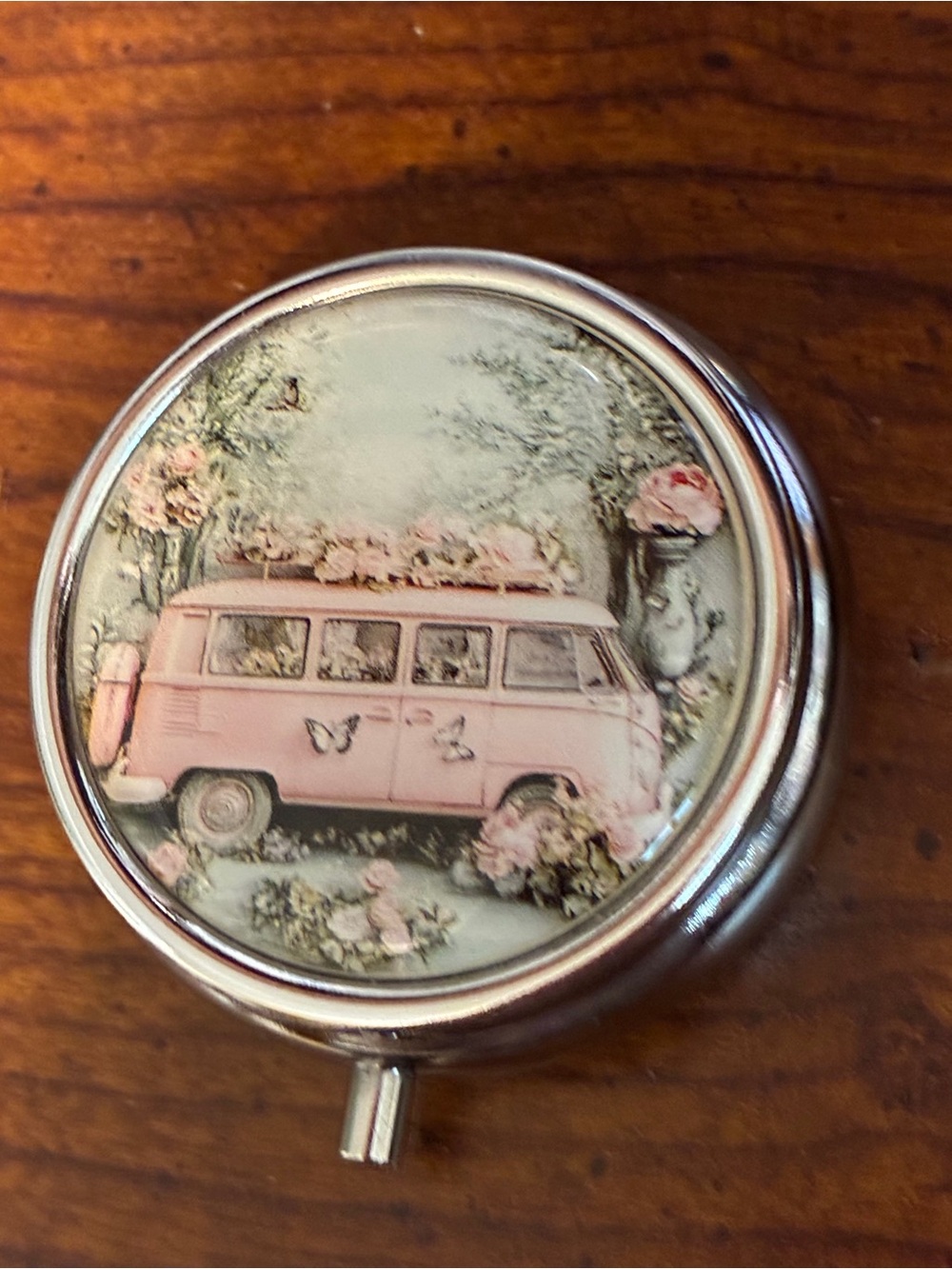 Classic Pink Floral VW Bus Pill Box